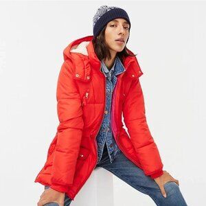J.Crew Primaloft red puffer coat jacket — brand new with tags